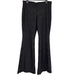 Whimsigoth Sheer Black Lace Western Goth Bell Bottom Flare Festival Pants Size L